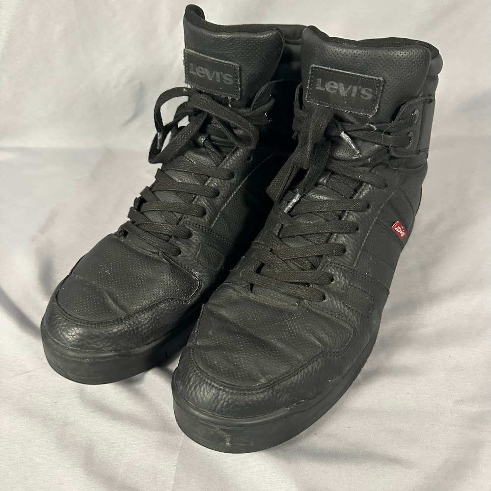 Levis Mens High Top Sneakers Black Synthetic Leather Size 13‎